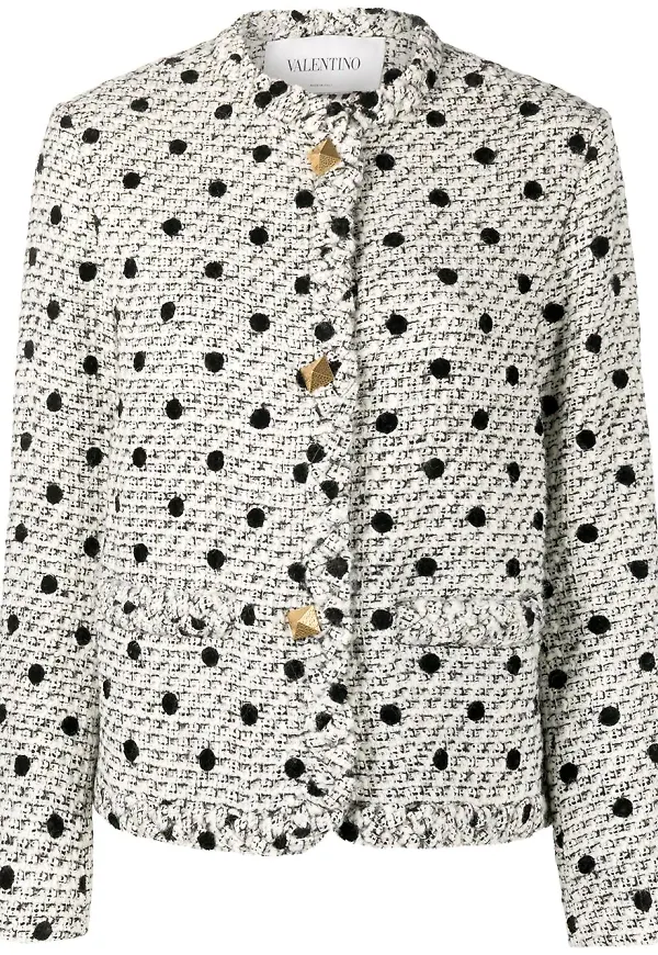 Valentino Roman Stud prickig tweedjacka - Vit