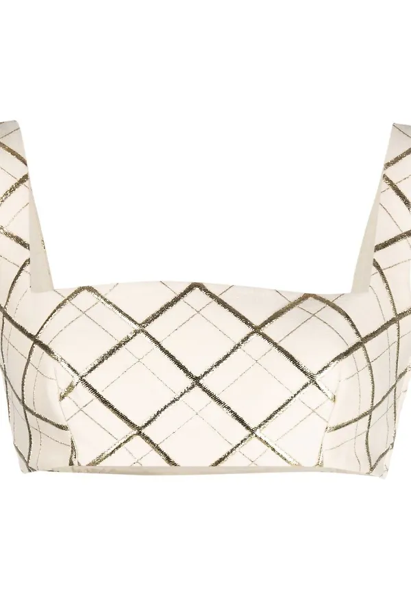Valentino rutig croptop med brodyr - Neutral