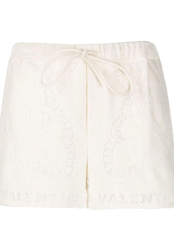 Valentino shorts med dragsko och brodyr - Neutral