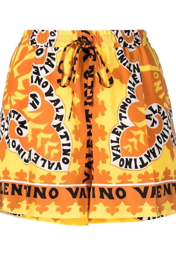 Valentino sidenshorts med logotyp - Orange
