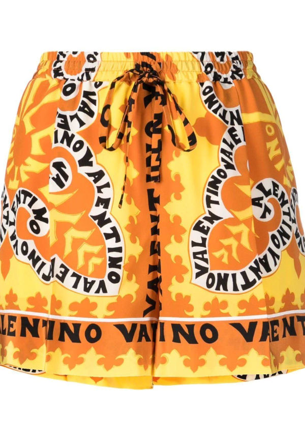 Valentino sidenshorts med logotyp - Orange