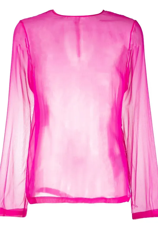 Valentino skir långärmad chiffongtopp - Rosa