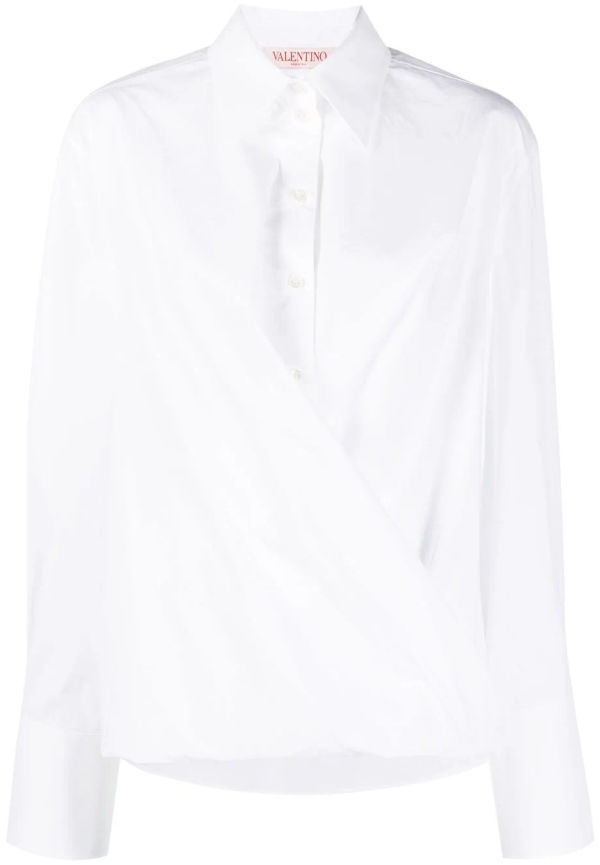 Valentino skjorta med draperad detalj - Vit