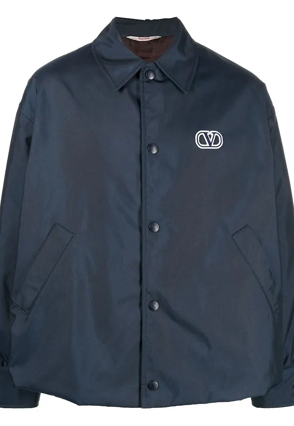 Valentino skjortjacka med logotypmärke - Blå