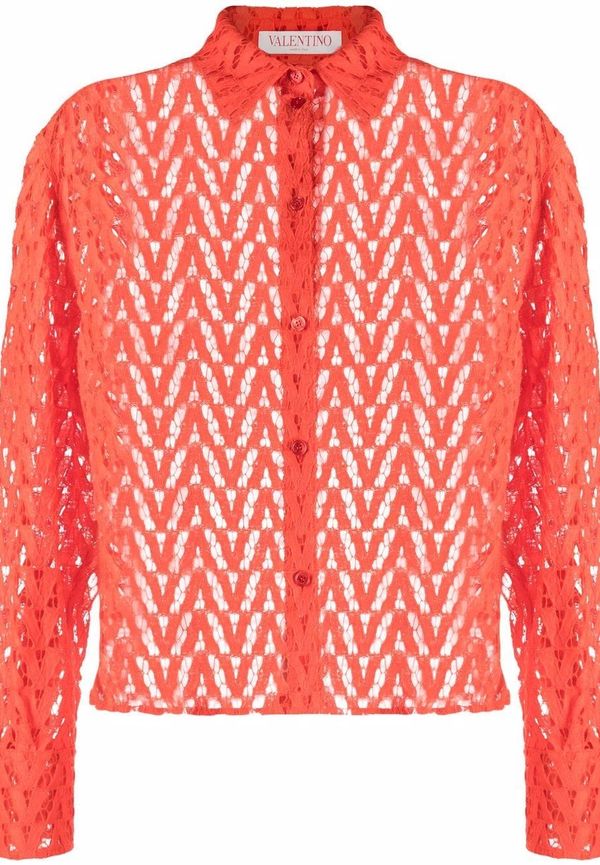 Valentino spetsskjorta med vävd logotyp - Orange
