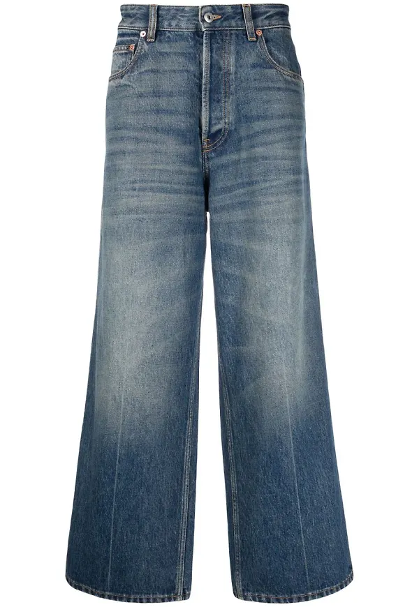 Valentino stentvättade wide leg-jeans - Blå