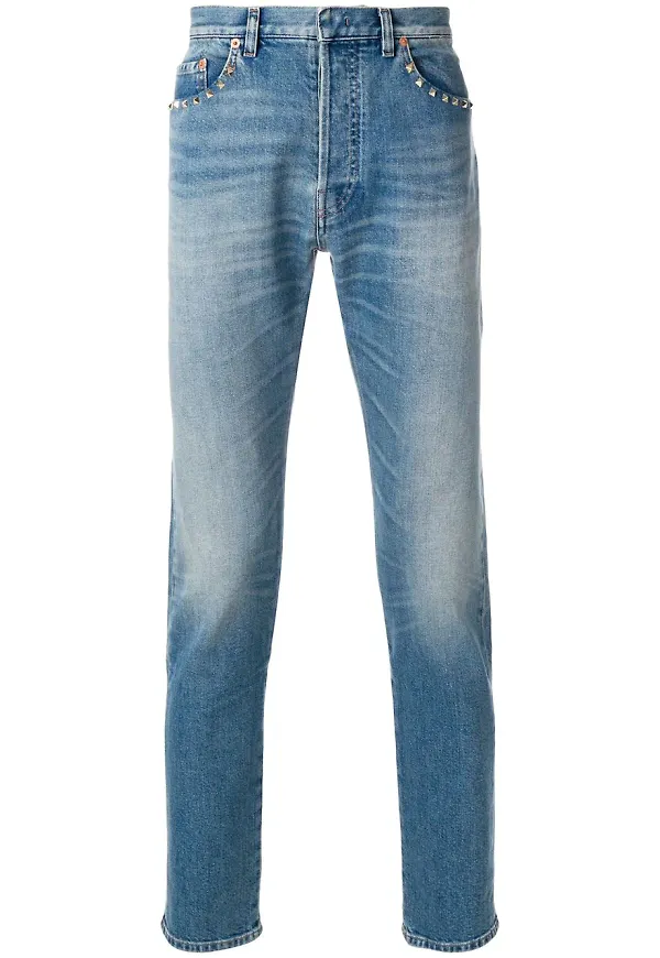 Valentino straight-leg rockstud jeans - Blå