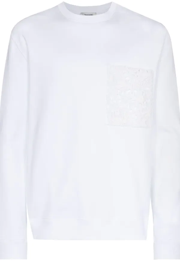 Valentino sweatshirt med spetsficka - Vit