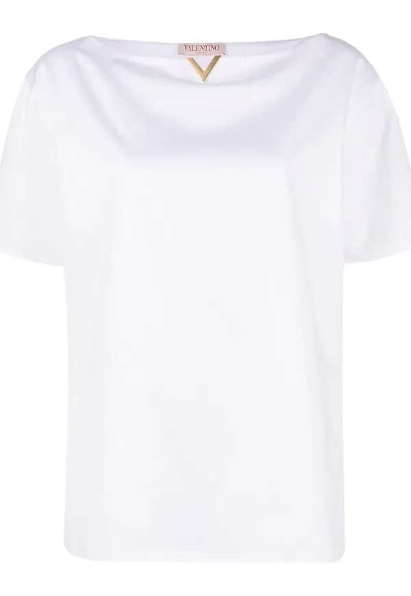 Valentino t-shirt i oversize-modell med logotypplakett - Vit