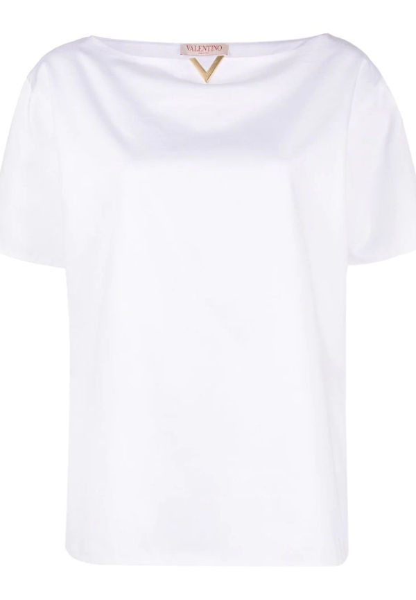Valentino t-shirt i oversize-modell med logotypplakett - Vit