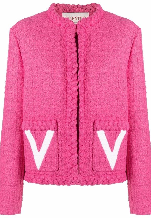 Valentino Timeless tweedkappa med vävd detalj - Rosa