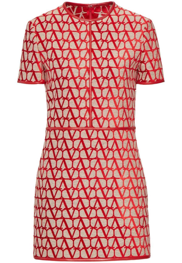 Valentino Toile Iconographe kortärmad klänning - Röd