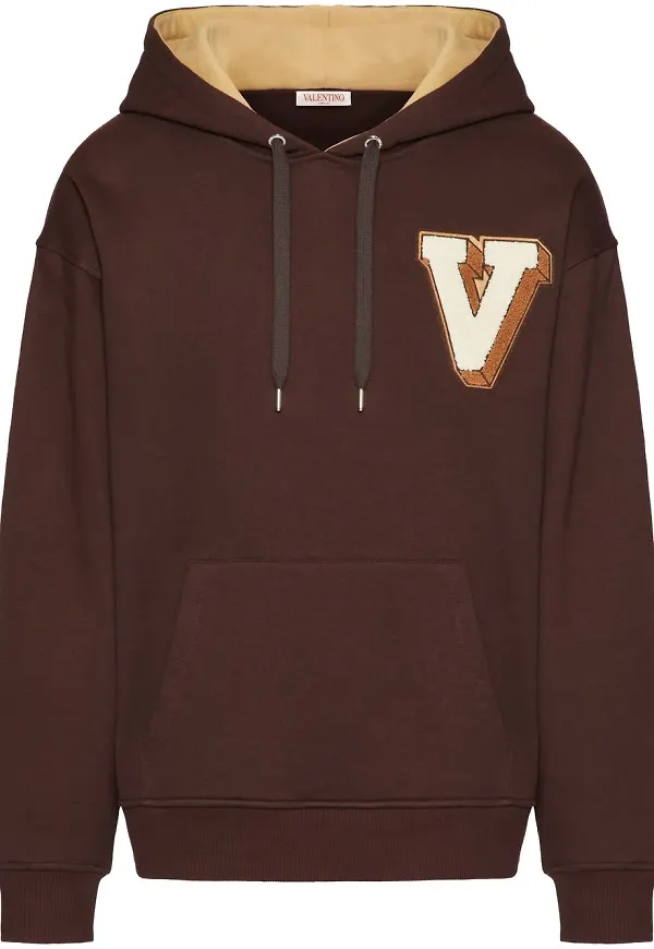 Valentino V-3D hoodie med märke - Brun