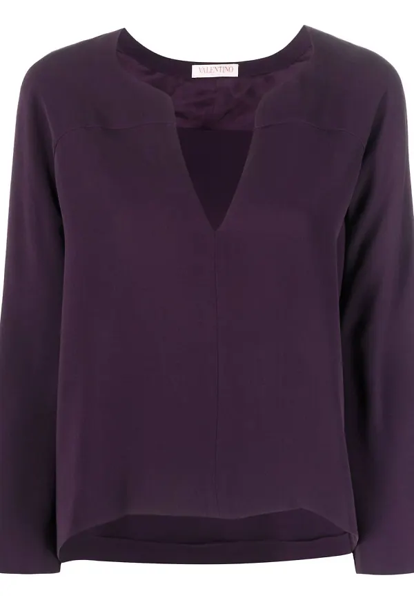 Valentino v-ringad kort blus - Lila