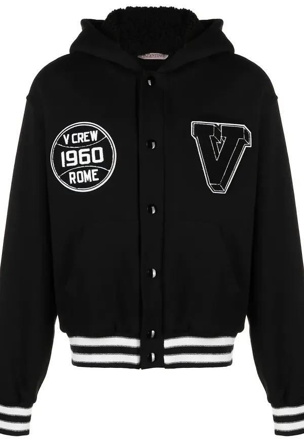 Valentino varsity-hoodie med knäppning - Svart