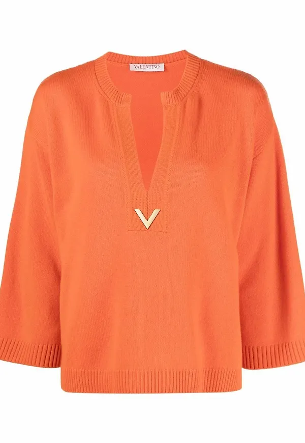 Valentino VGold stickad kashmirtröja - Orange
