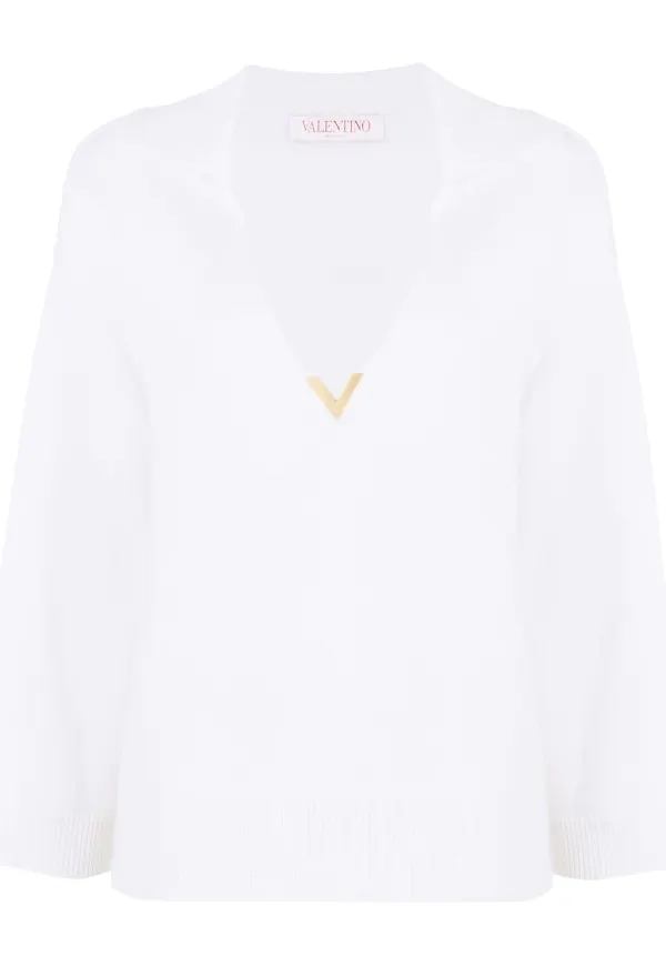 Valentino VGOLD tröja med detalj - Vit