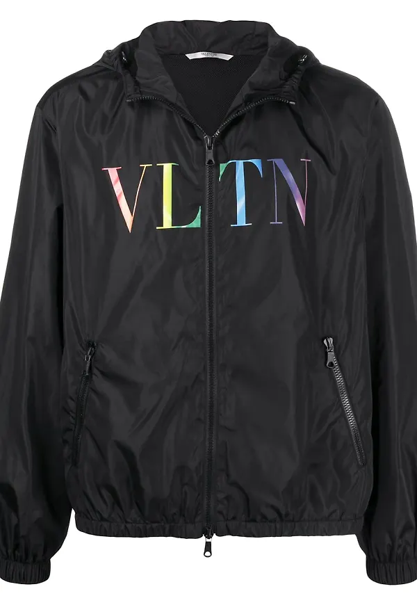 Valentino vindjacka med logotyp - Svart
