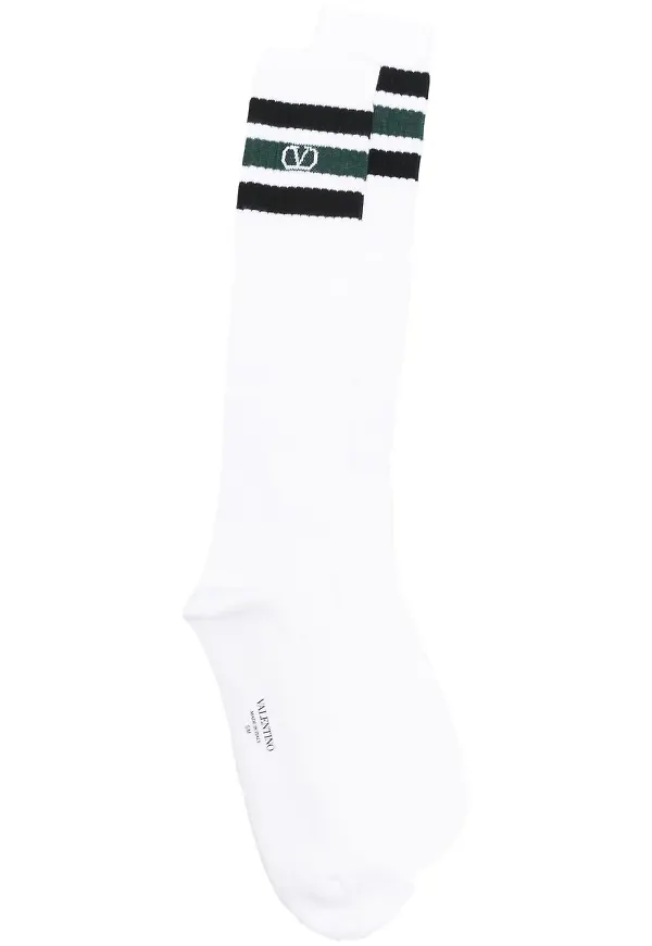 Valentino VLOGO randiga strumpor - Vit