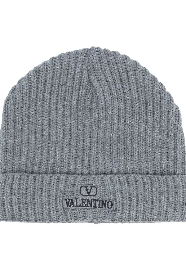 Valentino VLogo ribbad mössa - Grå