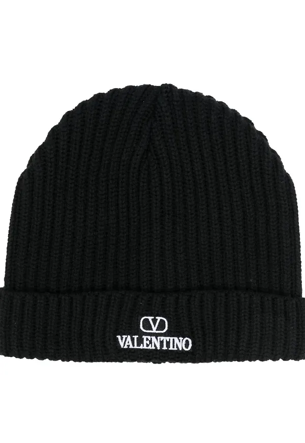 Valentino VLogo ribbad mössa - Svart