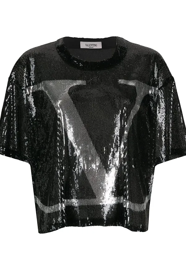 Valentino VLOGO t-shirt med paljetter - Svart