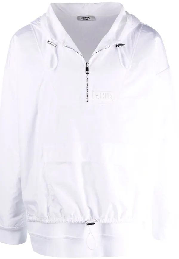 Valentino VLTN hoodie med dragkedja - Vit