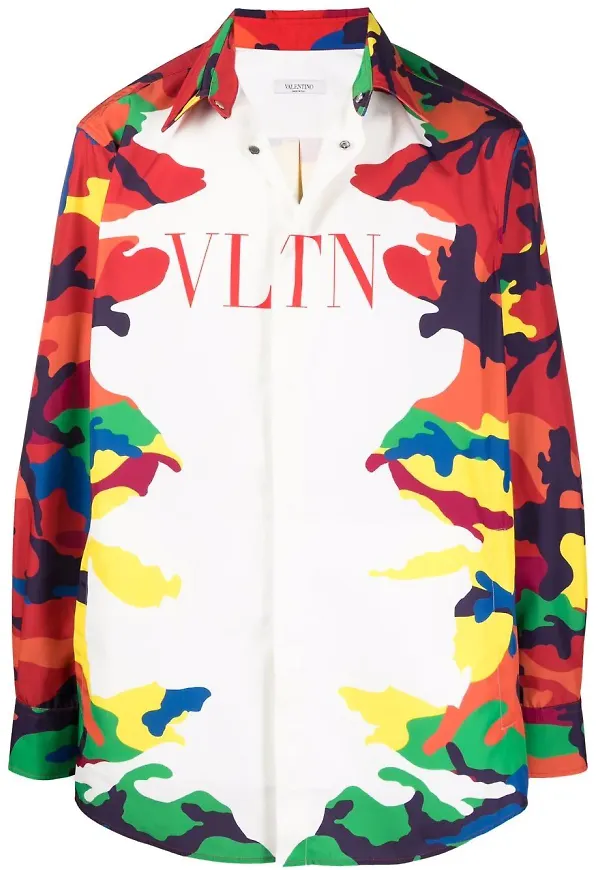 Valentino VLTN kamouflagemönstrad skjorta - Vit