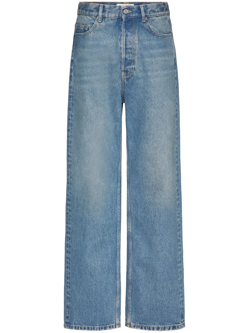 Valentino wide leg-jeans med hög midja - Blå