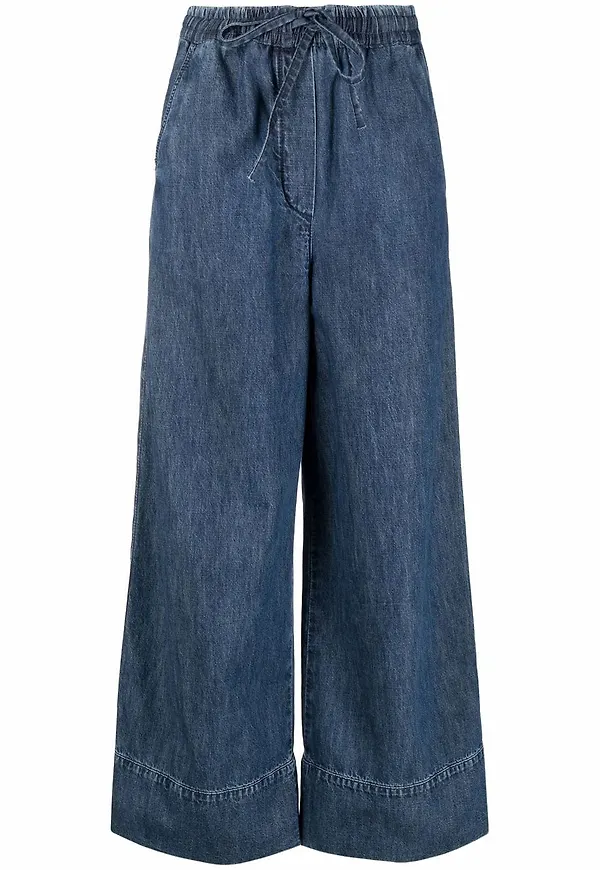 Valentino wide leg-jeans med logotypplakett - Blå