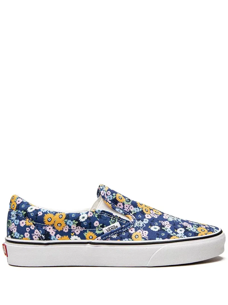 Vans blommiga slip on-sneakers - Blå