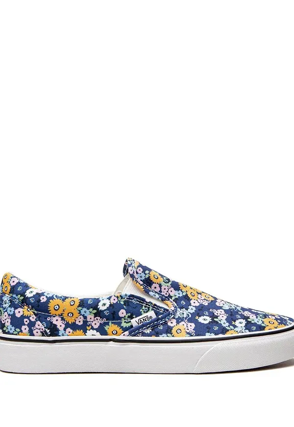 Vans blommiga slip on-sneakers - Blå