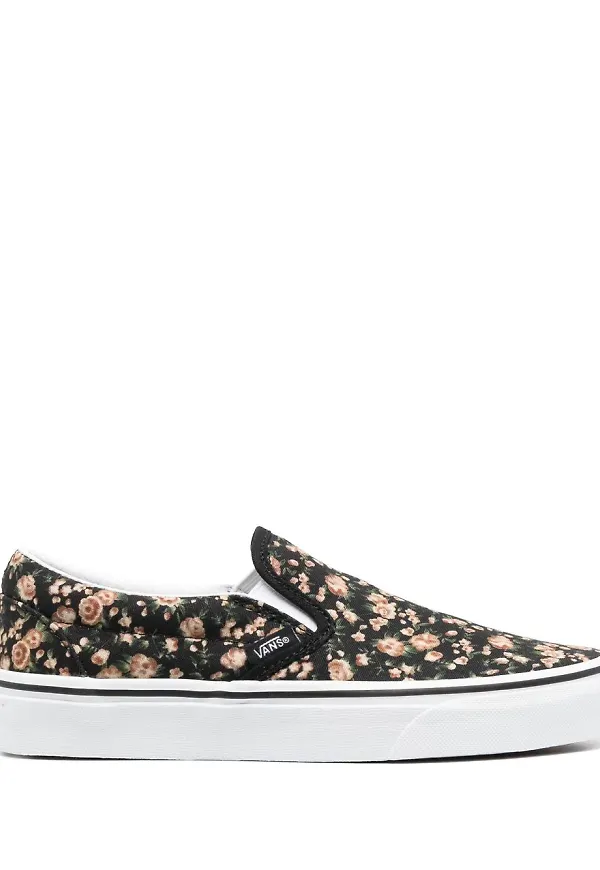 Vans blommiga slip on-sneakers - Svart