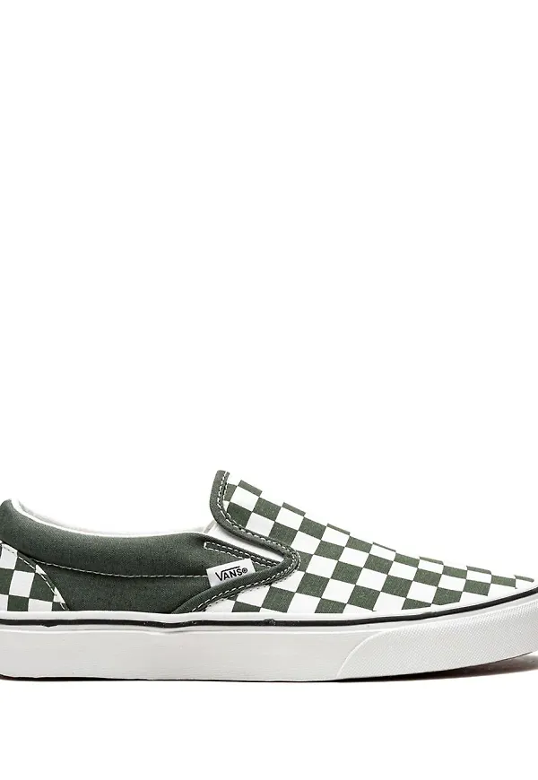 Vans klassiska rutiga slip on-sneakers - Grön