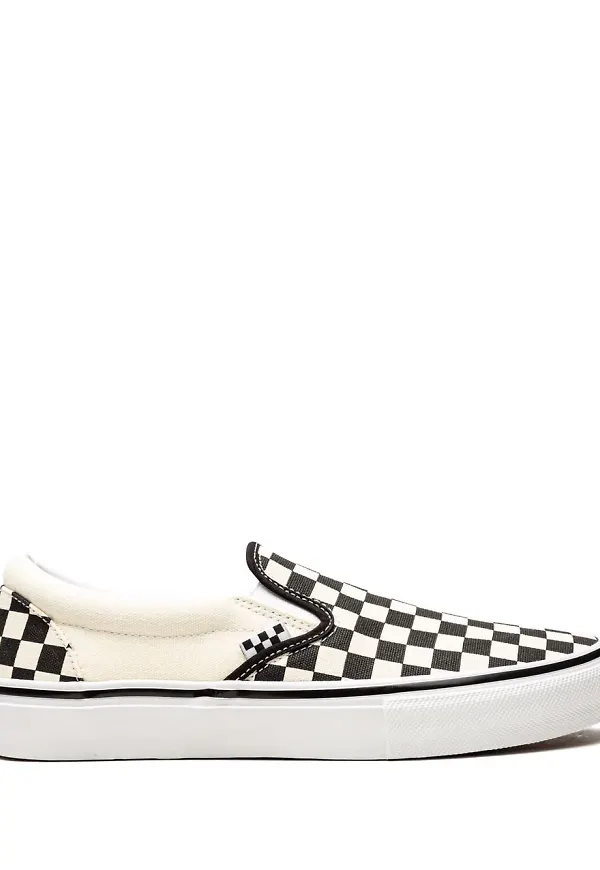 Vans klassiska rutiga slip on-sneakers - Vit