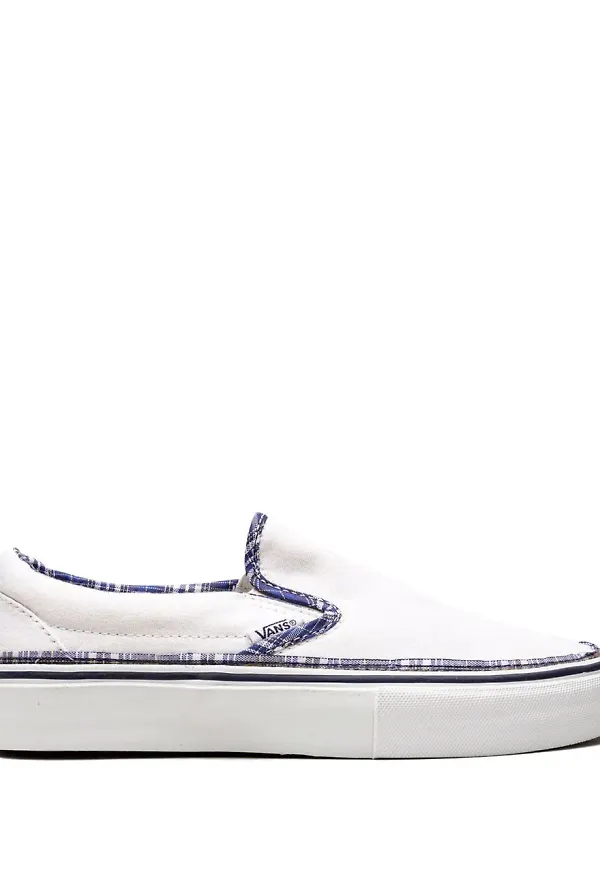 Vans LX Plaid Trim slip on-sneakers - Vit