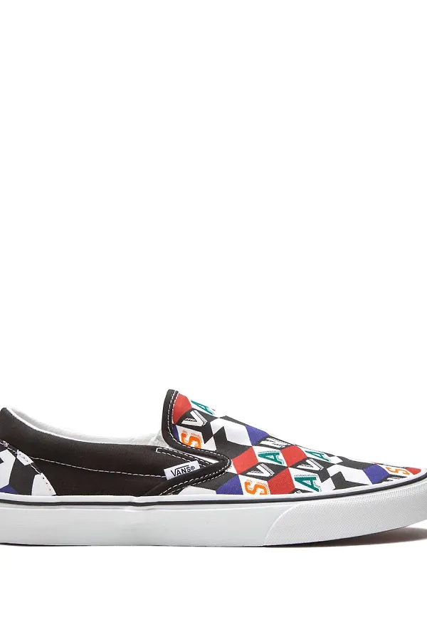 Vans rutiga slip on-sneakers - Svart