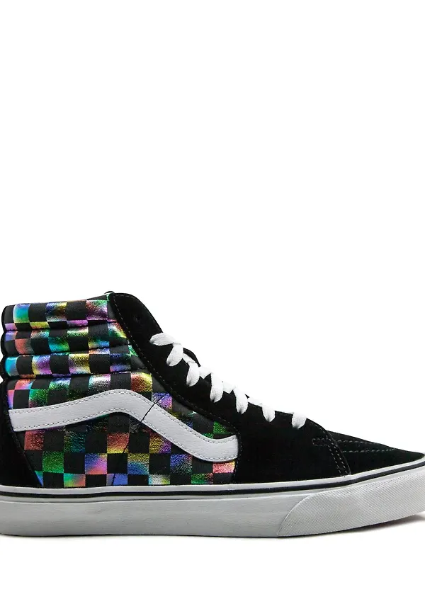 Vans Sk8-HI regnbågsfärgade rutiga sneakers - Svart