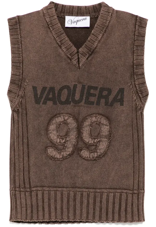 Vaquera ribbstickad väst - Brun
