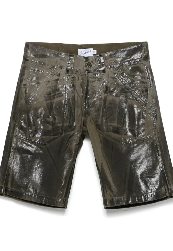 Vaquera shorts med beläggning - Grön