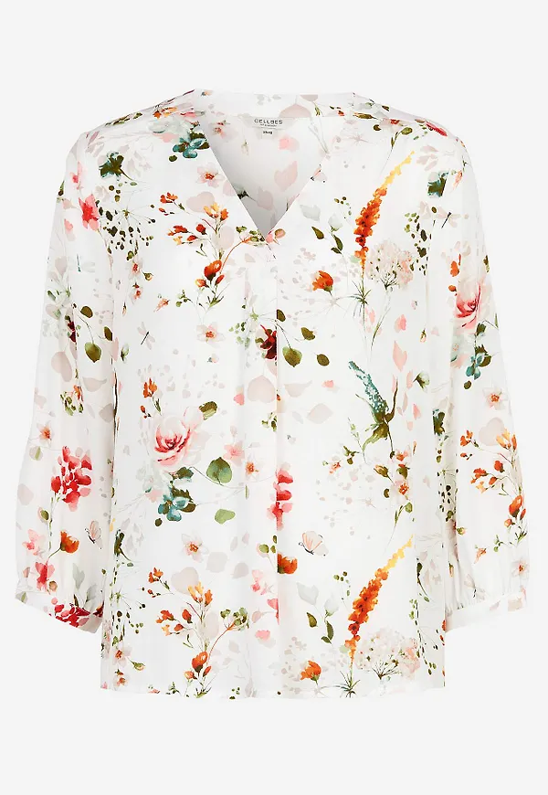Vävd, blommönstrad blus