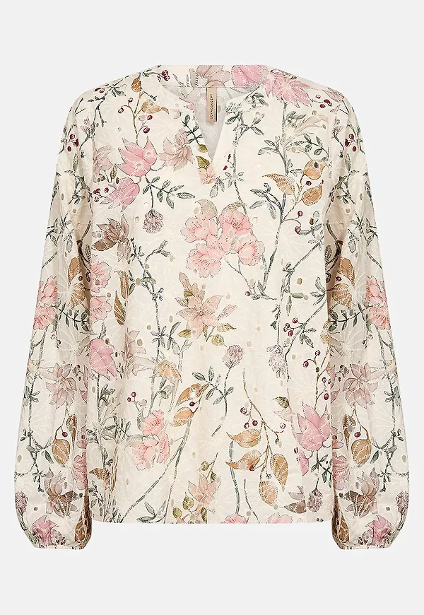 Vävd blus med brodyr