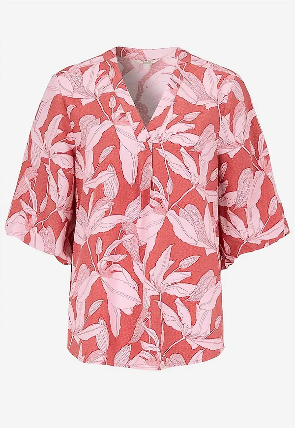 Vävd blus med puffärm
