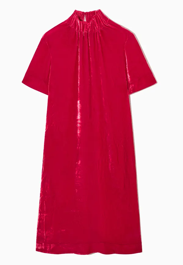 VELVET HIGH-NECK DRESS