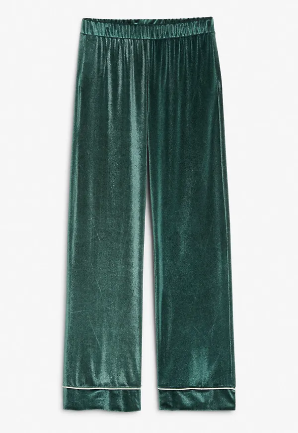 Velvet pyjama trousers - Green