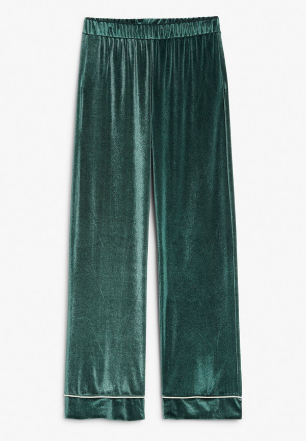 Velvet pyjama trousers - Green