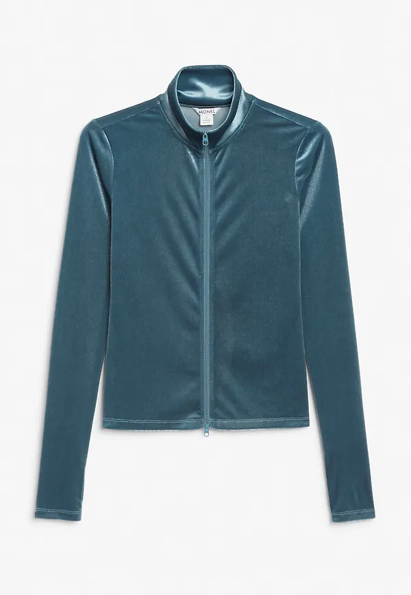 Velvet zip-up jacket - Blue