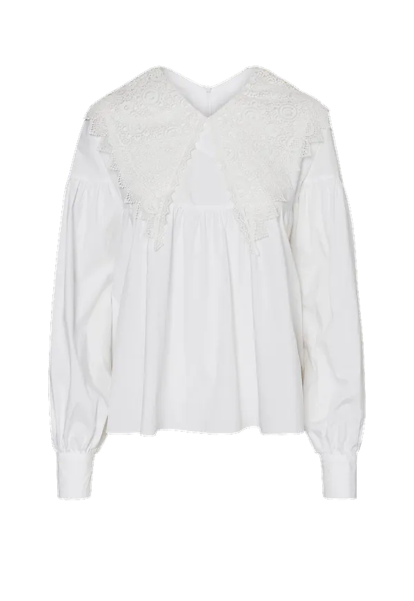 Vero Moda - Blus vmCammi L/S Colar Lace Top - Vit