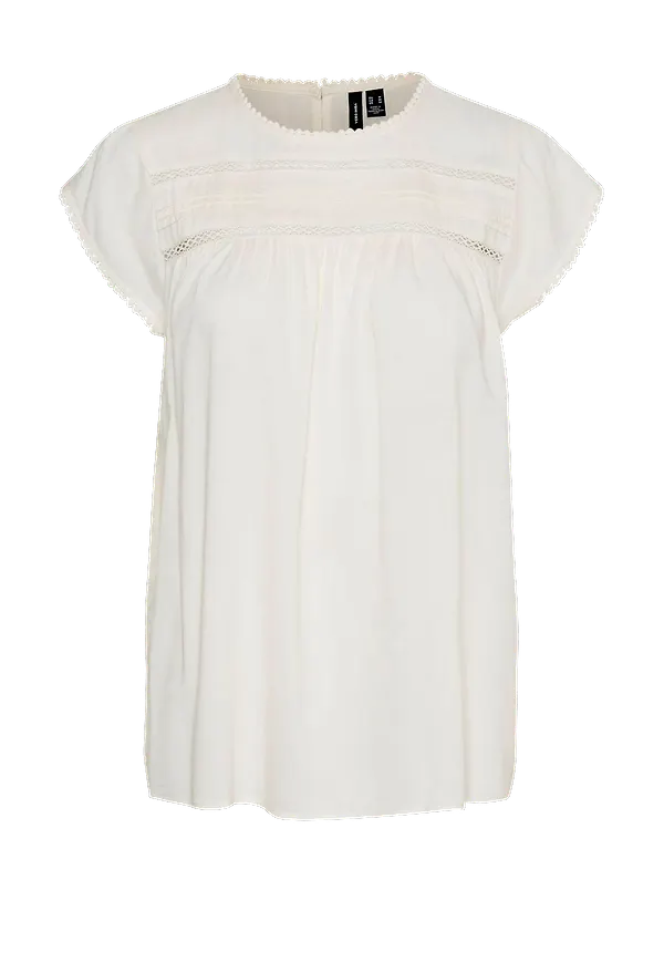 Vero Moda - Blus vmDebbie Pleat S/L Top - Vit