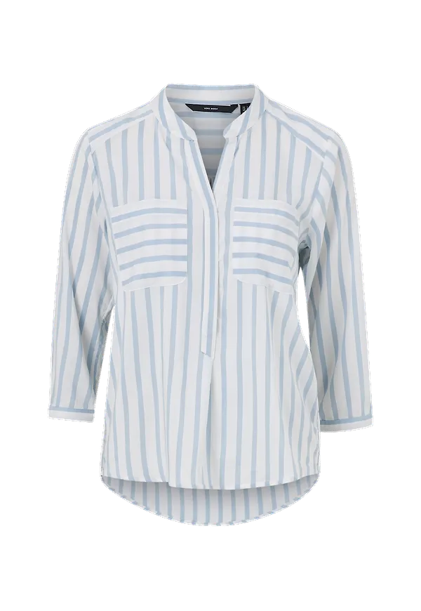 Vero Moda - Blus vmErika Stripe 3/4 Shirt Top Color - Vit